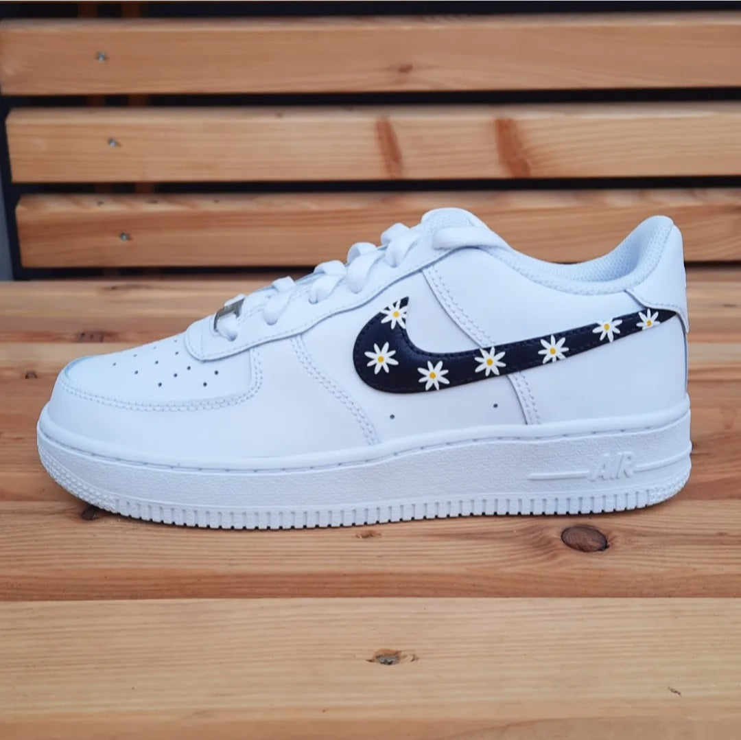 Happy Creative Air Force 1 Black Daisy Custom Sneaker