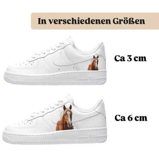 Bügelfolie für alle Schuhe zum personalisieren custom Sneaker weißes Pferd