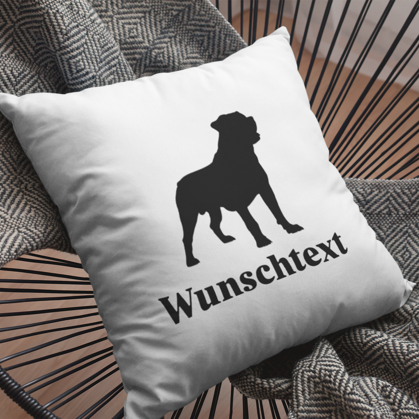 Bügelbild für Kissen "Rottweiler Wunschtext"