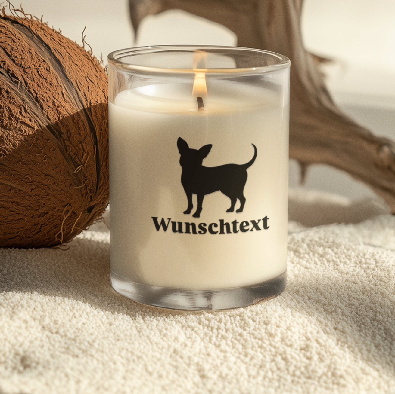 Kerzenaufkleber "Chihuahua Wunschtext"