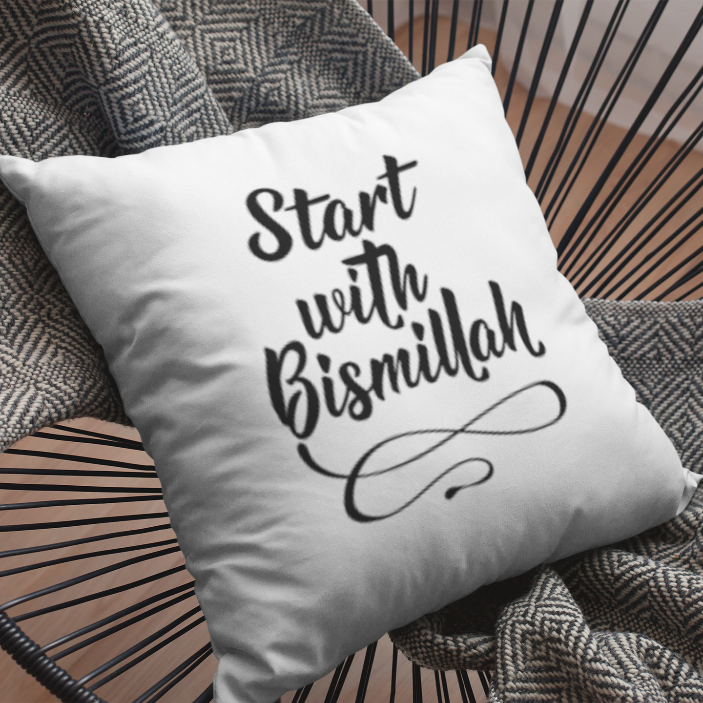 Bügelbild für Kissen "Start with Bismillah"