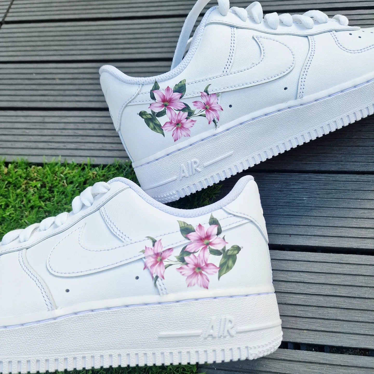 Nike Air Force one Custom  Blumen Happy creative