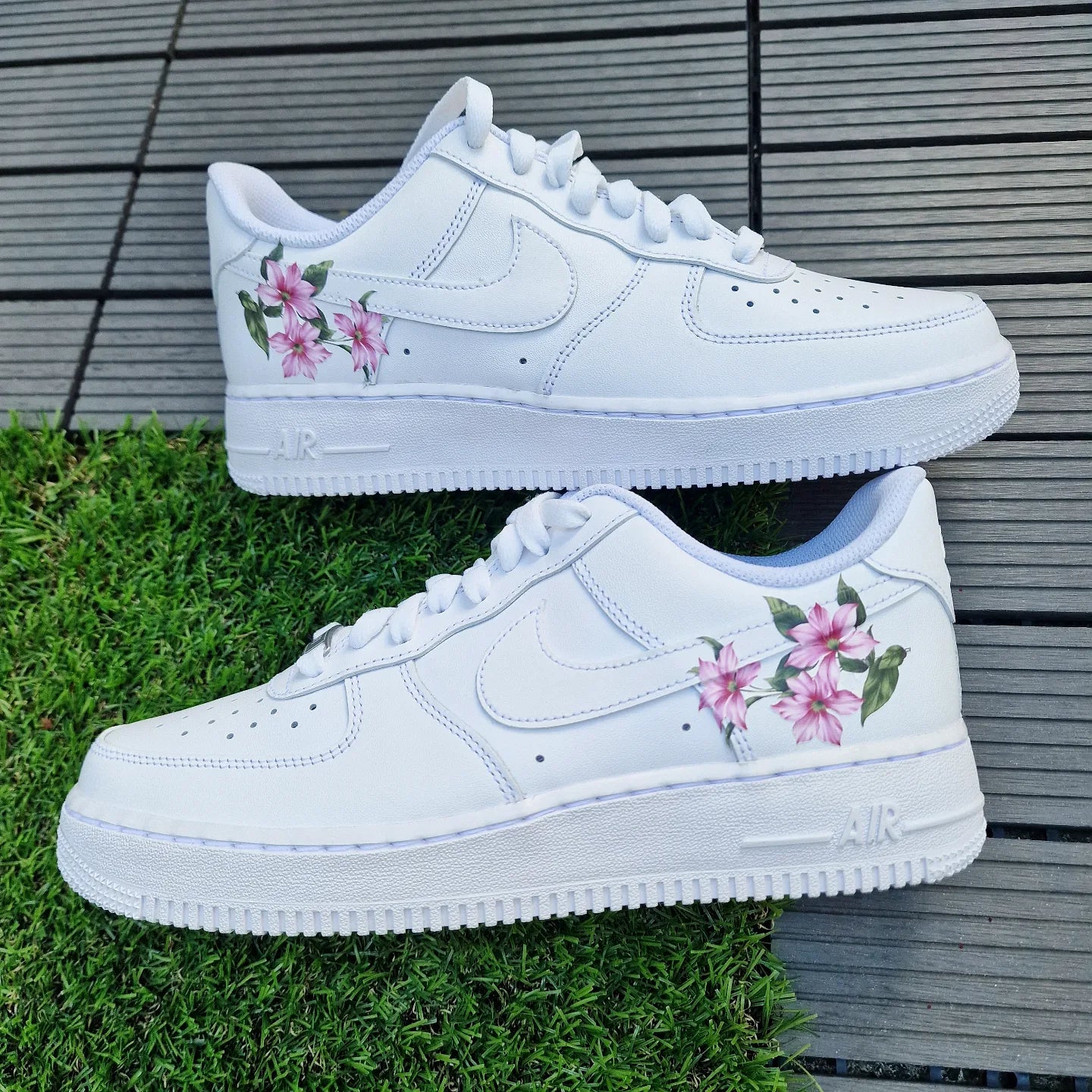 Nike Air Force one Custom  Blumen Happy creative