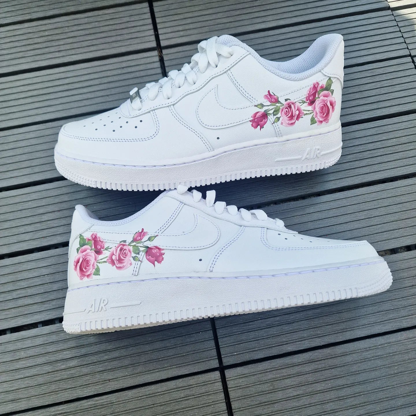 Nike Air Force one Custom  Blumen Rosen Happy creative