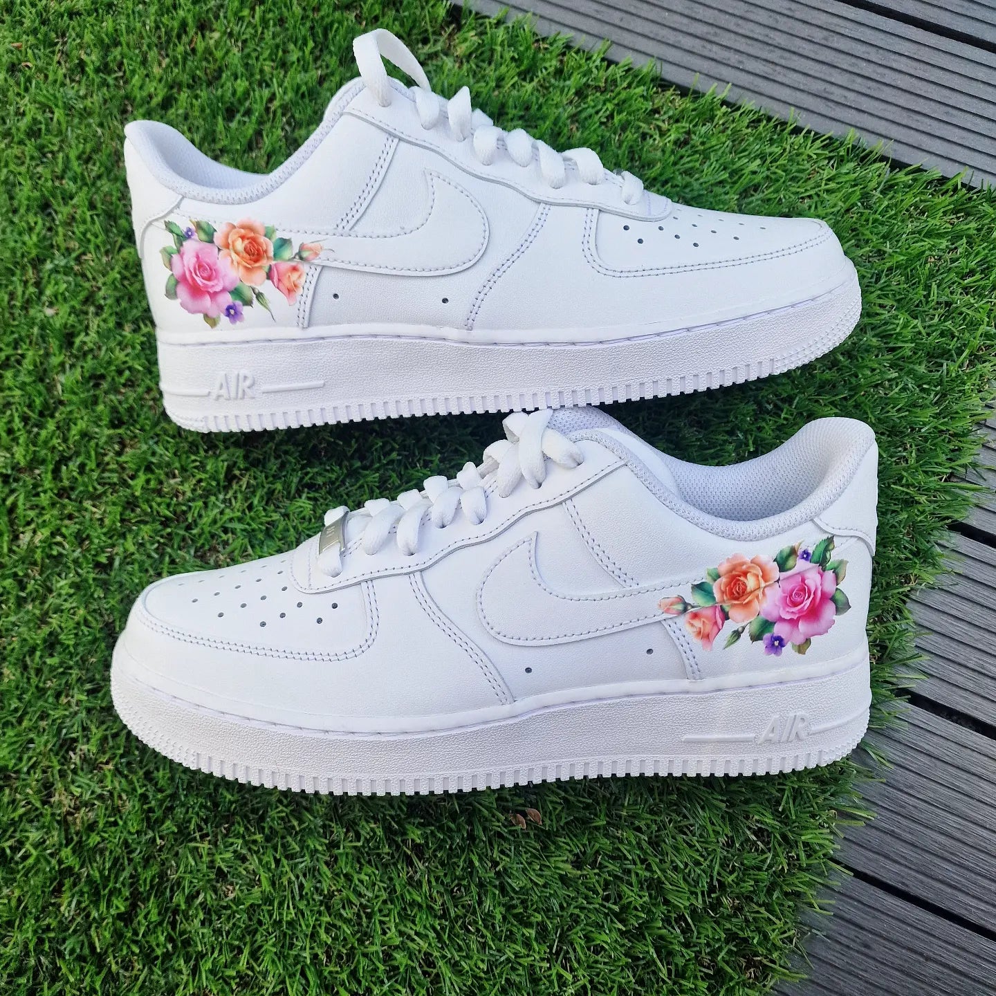 Custom Air Force Nike Damenschuhe Blumen Happy Creative Air Force