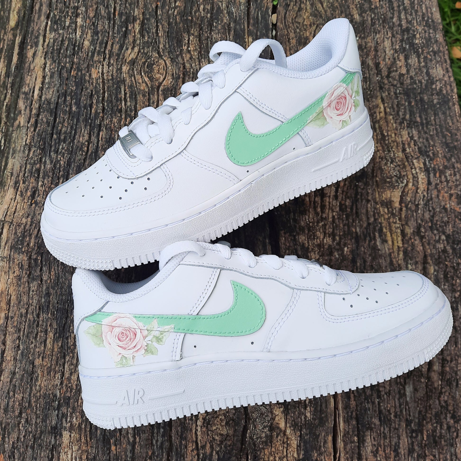 Nike Air Force one Custom Blumen Rosen Happy creative