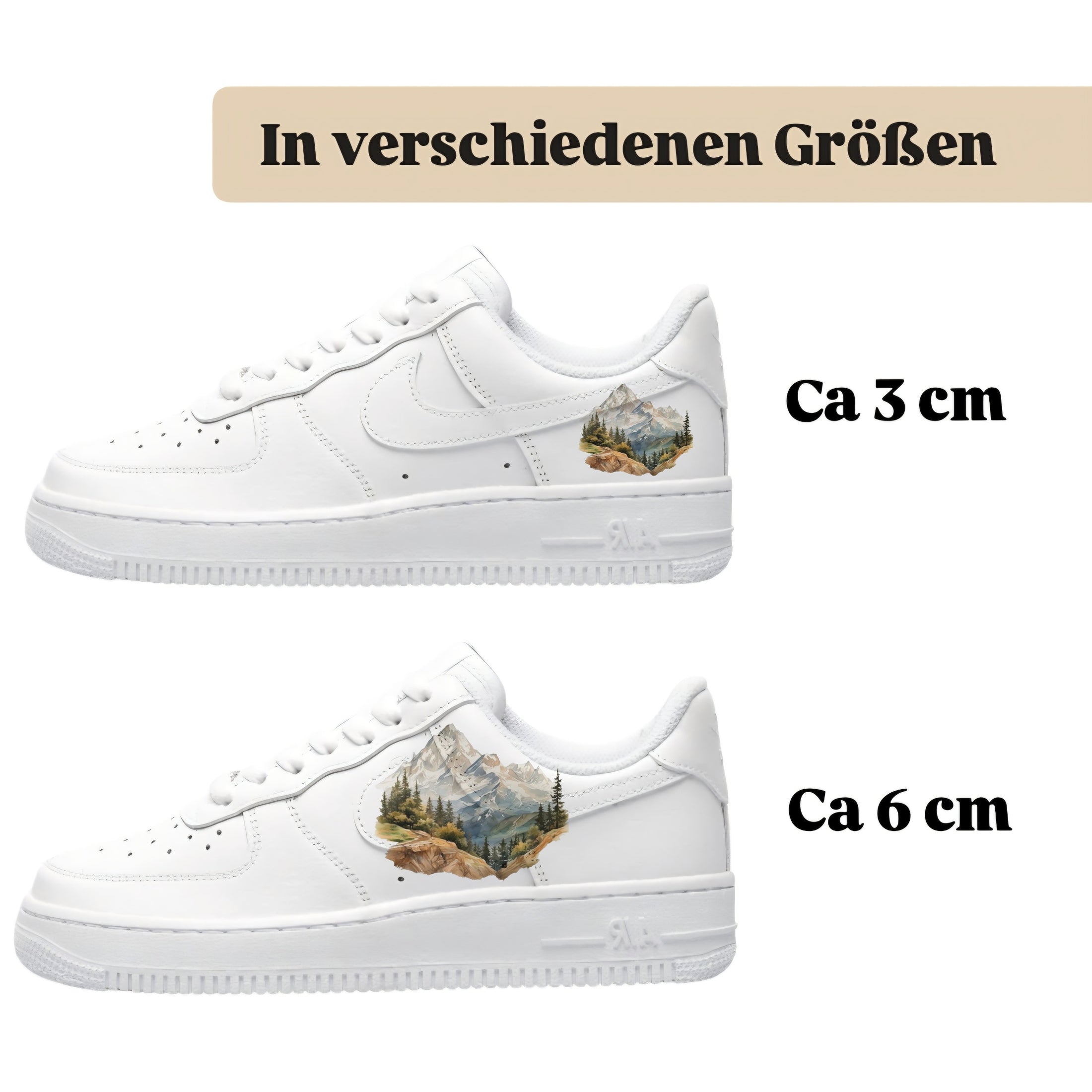 Bügelbilder für verschiedene Sneaker Nike Adidas Berge