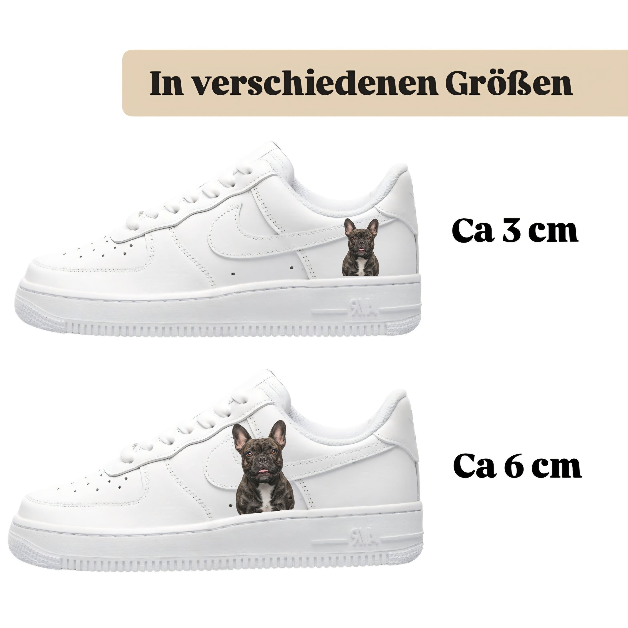 Bügelfolie für alle Schuhe zum personalisieren custom Sneaker Bulldogge