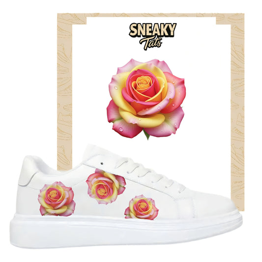 Bügelfolie für alle Schuhe zum personalisieren custom Sneaker bunte Rose