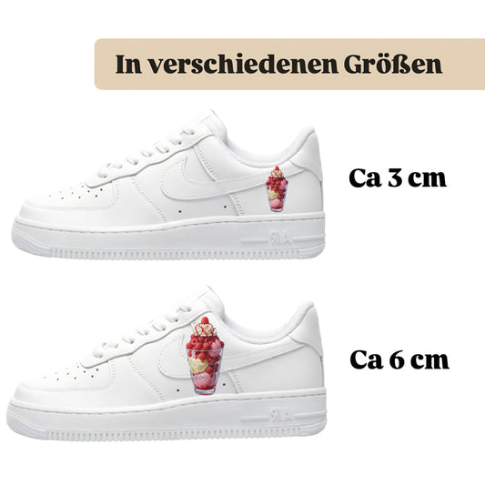 Bügelfolie für alle Schuhe zum personalisieren custom Sneaker Eisbecher mit Himbeeren