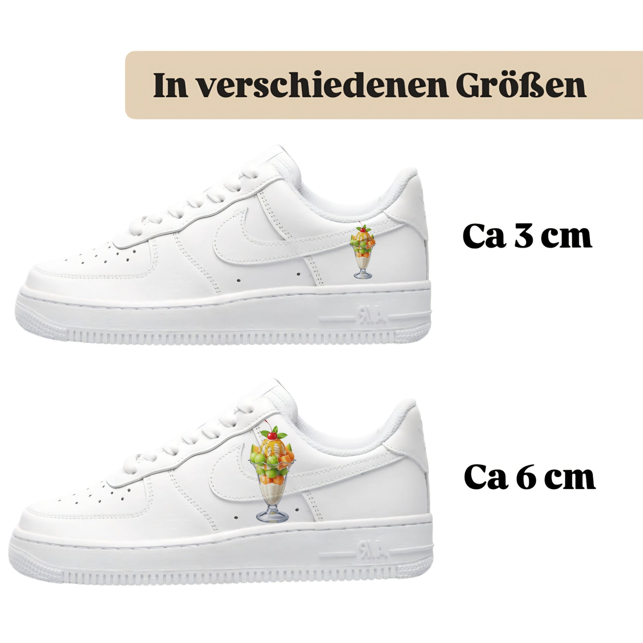 Bügelfolie für alle Schuhe zum personalisieren custom Sneaker Eisbecher mit Melone