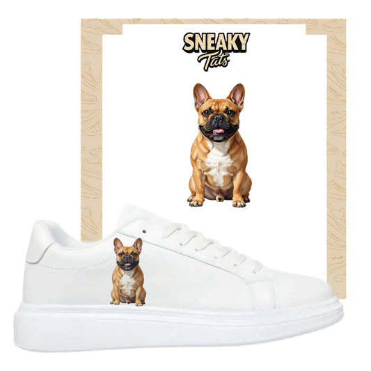 Bügelfolie für alle Schuhe zum personalisieren custom Sneaker Französische Bulldogge