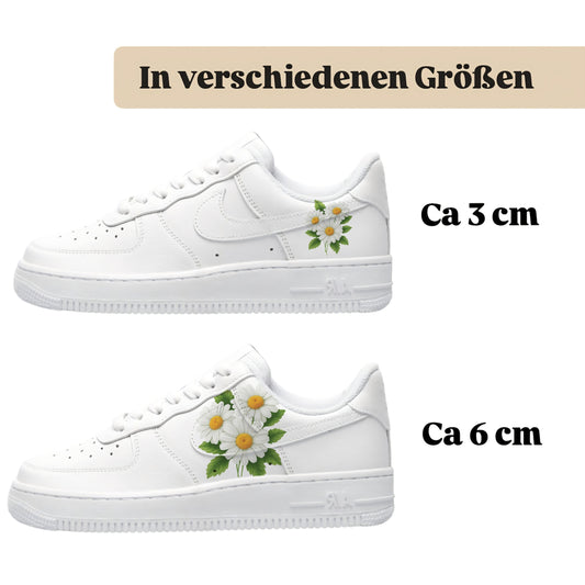 Bügelbilder einzigartige für viele verschiedene Schuhe Gänseblümchen mit grün