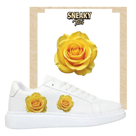 Bügelfolie für alle Schuhe zum personalisieren custom Sneaker gelbe Rose