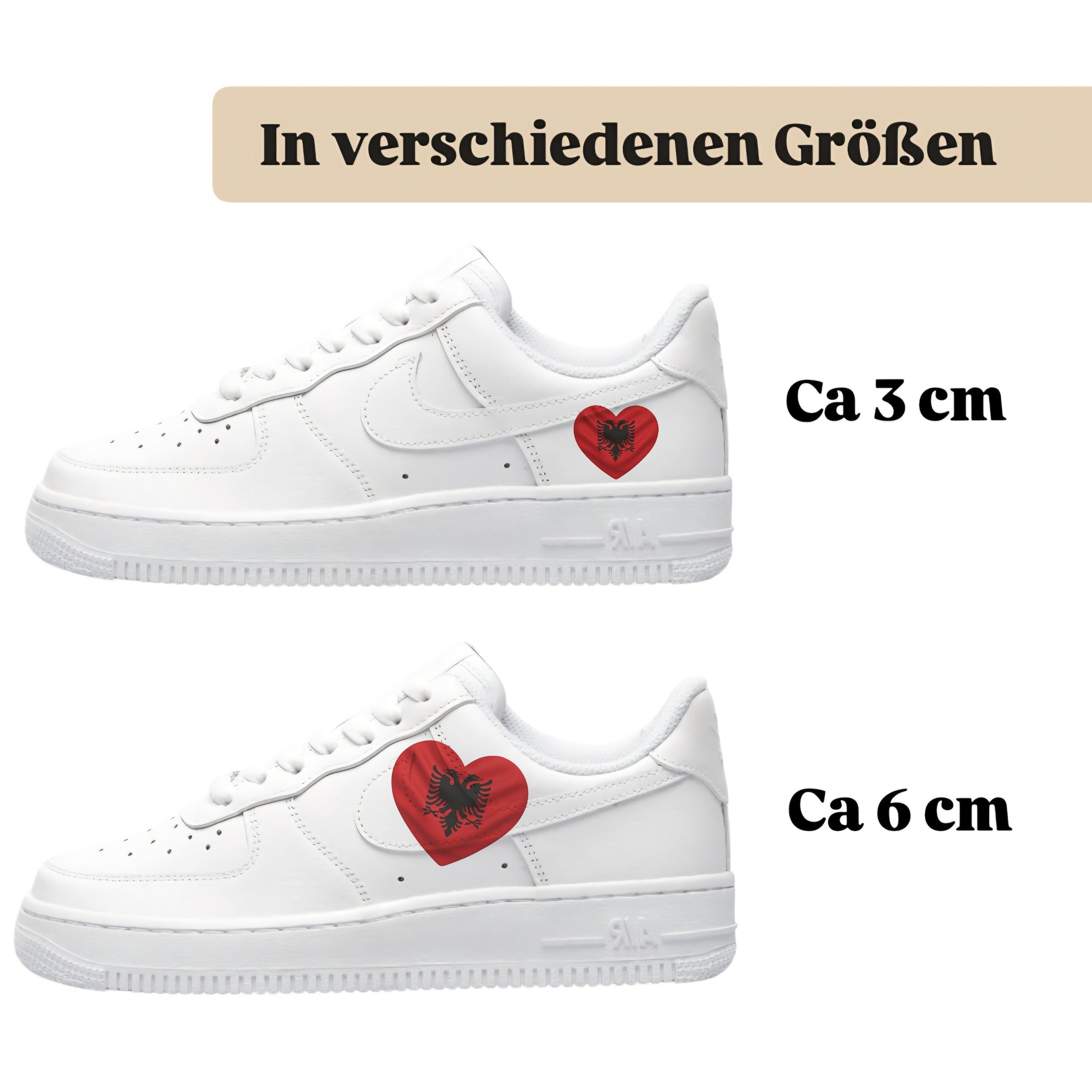 Bügelfolie für alle Schuhe zum personalisieren custom Sneaker Herz  Albanien