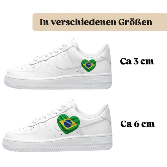 Bügelfolie für alle Schuhe zum personalisieren custom Sneaker Herz Brasilien