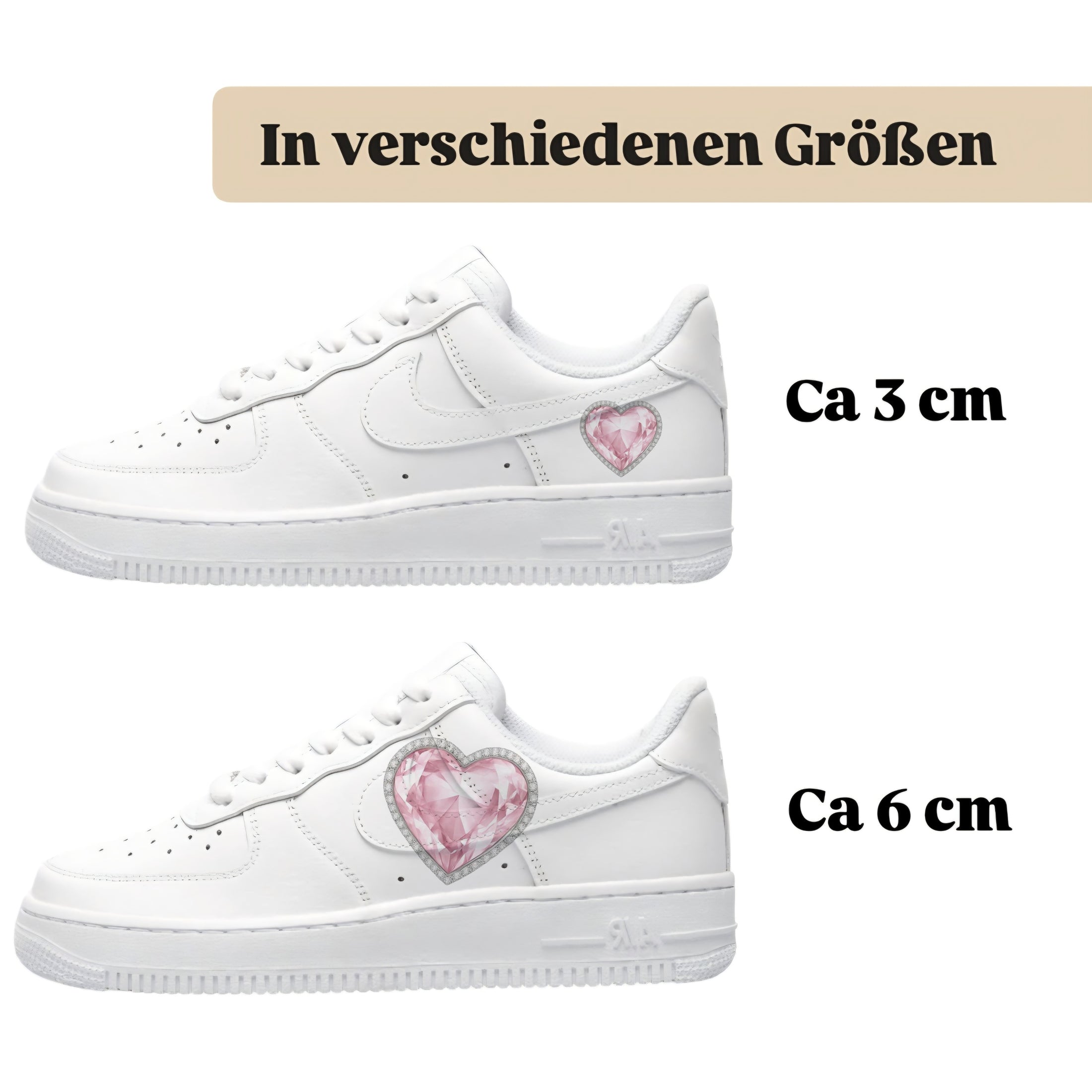 Bügelbilder für mehrere Schuharten Herz Diamant