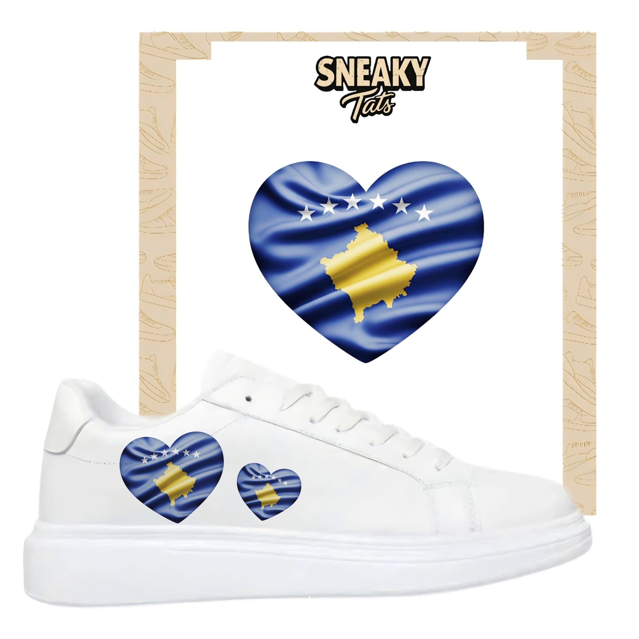 Bügelfolie für alle Schuhe zum personalisieren custom Sneaker Herz  Kosovo