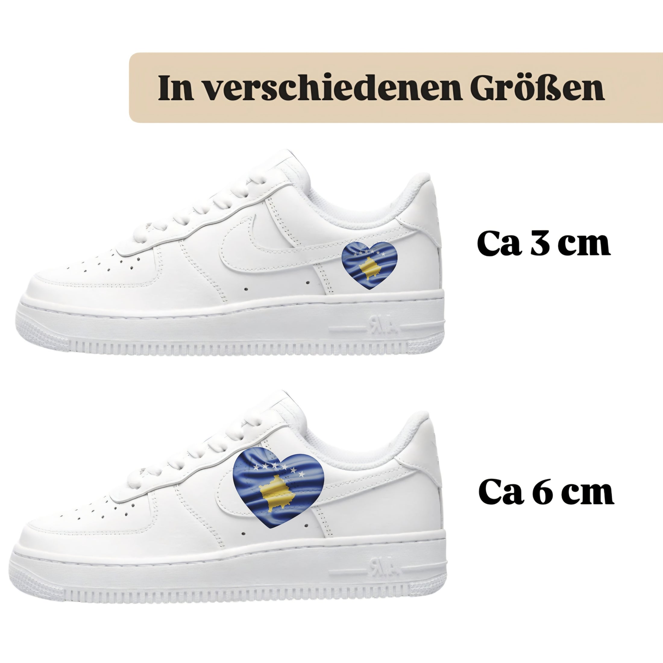 Bügelfolie für alle Schuhe zum personalisieren custom Sneaker Herz  Kosovo