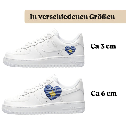 Bügelfolie für alle Schuhe zum personalisieren custom Sneaker Herz  Kosovo