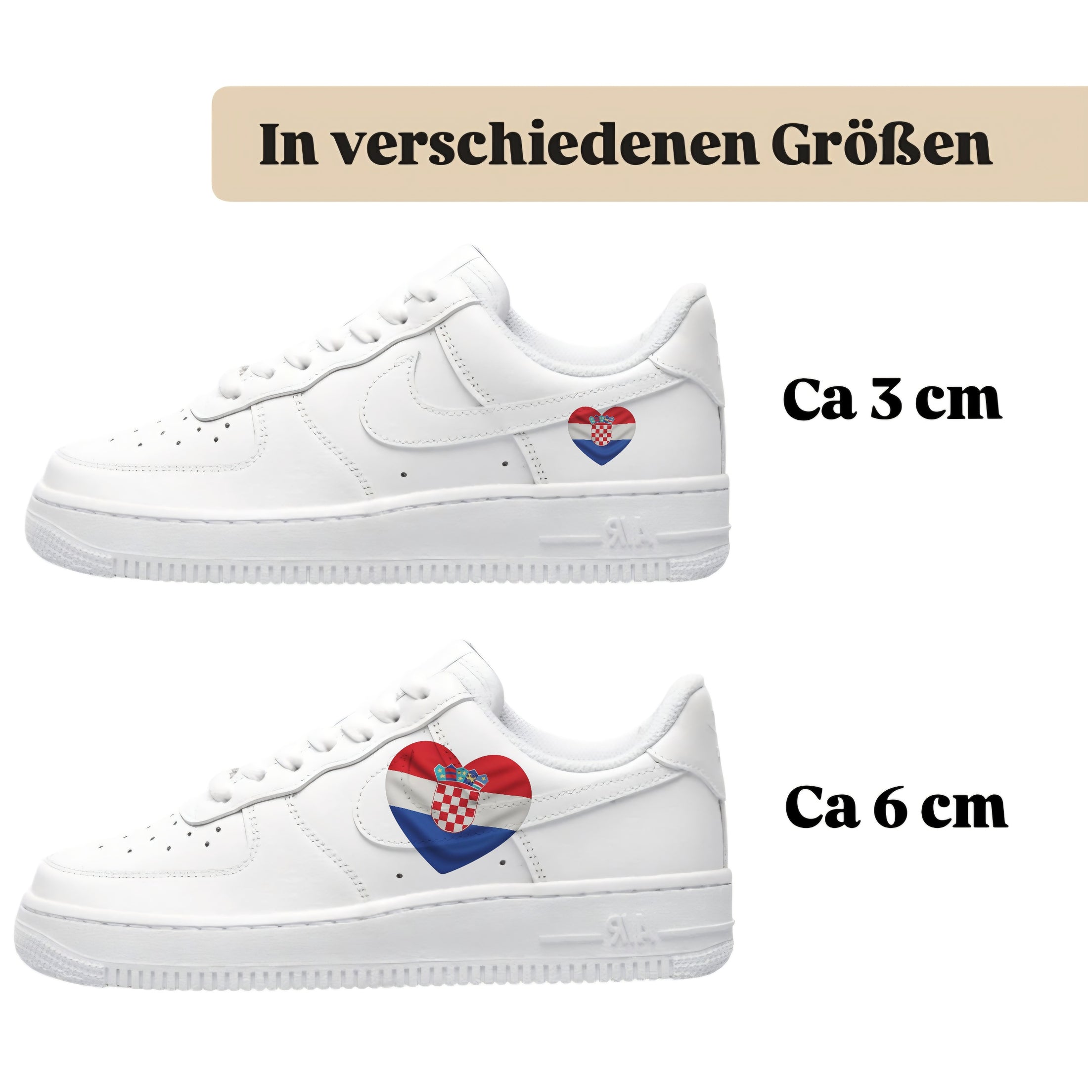 Bügelfolie für alle Schuhe zum personalisieren custom Sneaker Herz  Kroatien