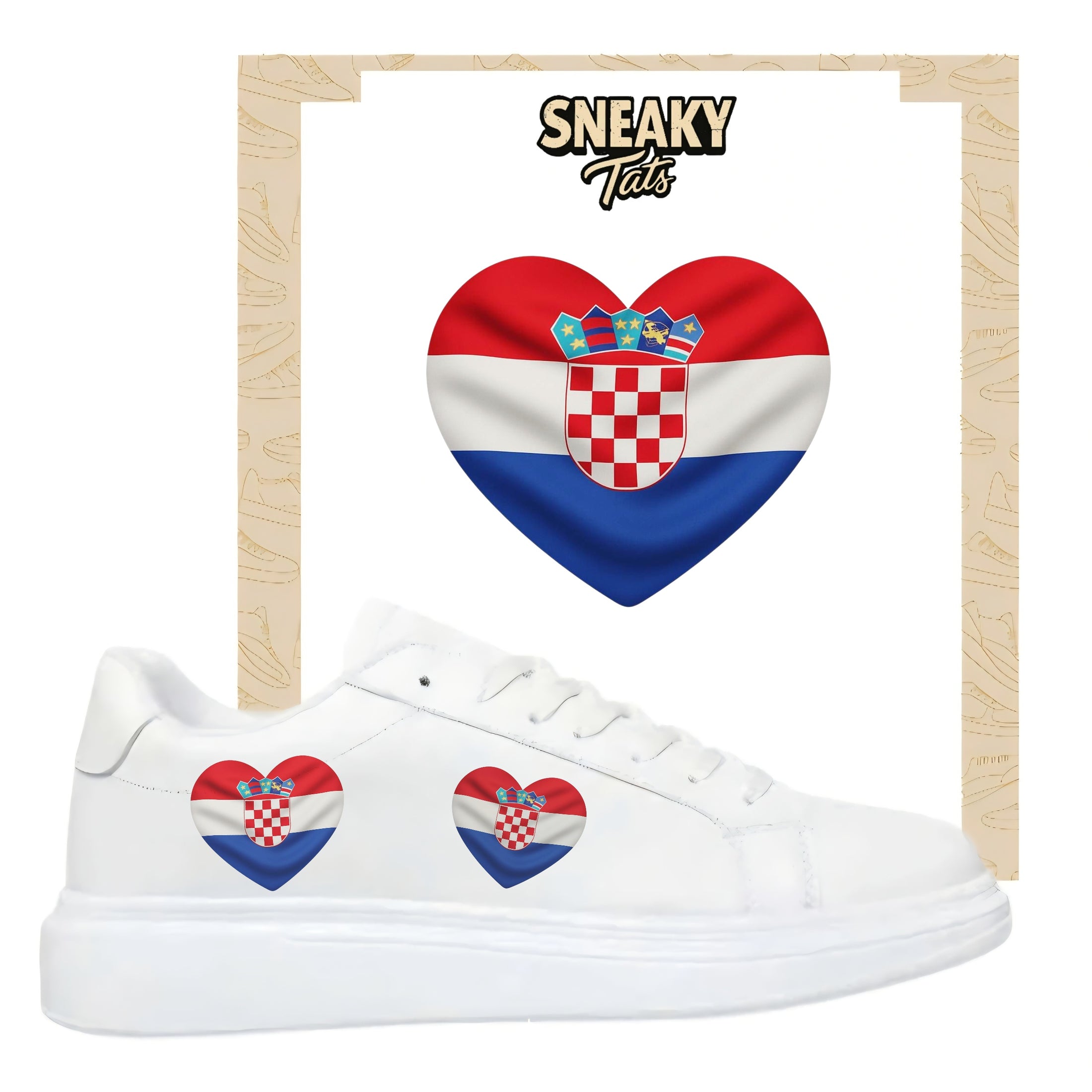 Bügelfolie für alle Schuhe zum personalisieren custom Sneaker Herz  Kroatien
