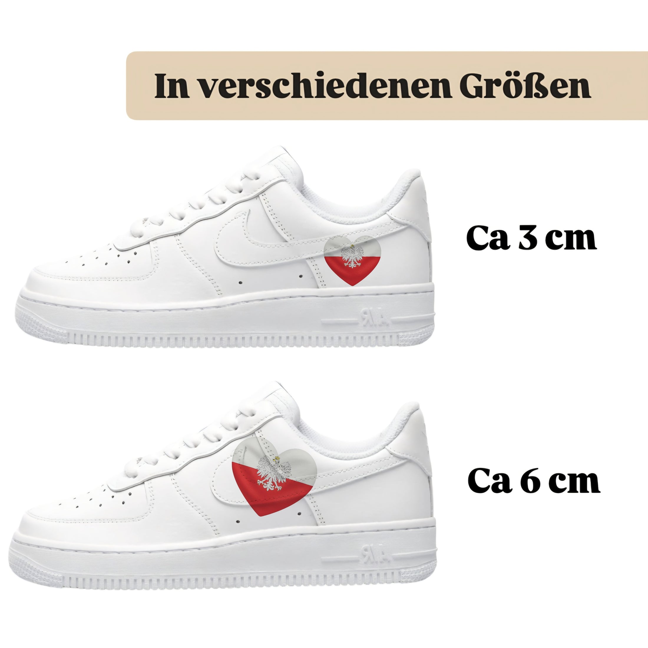 Bügelfolie für alle Schuhe zum personalisieren custom Sneaker Herz  polnische Adler