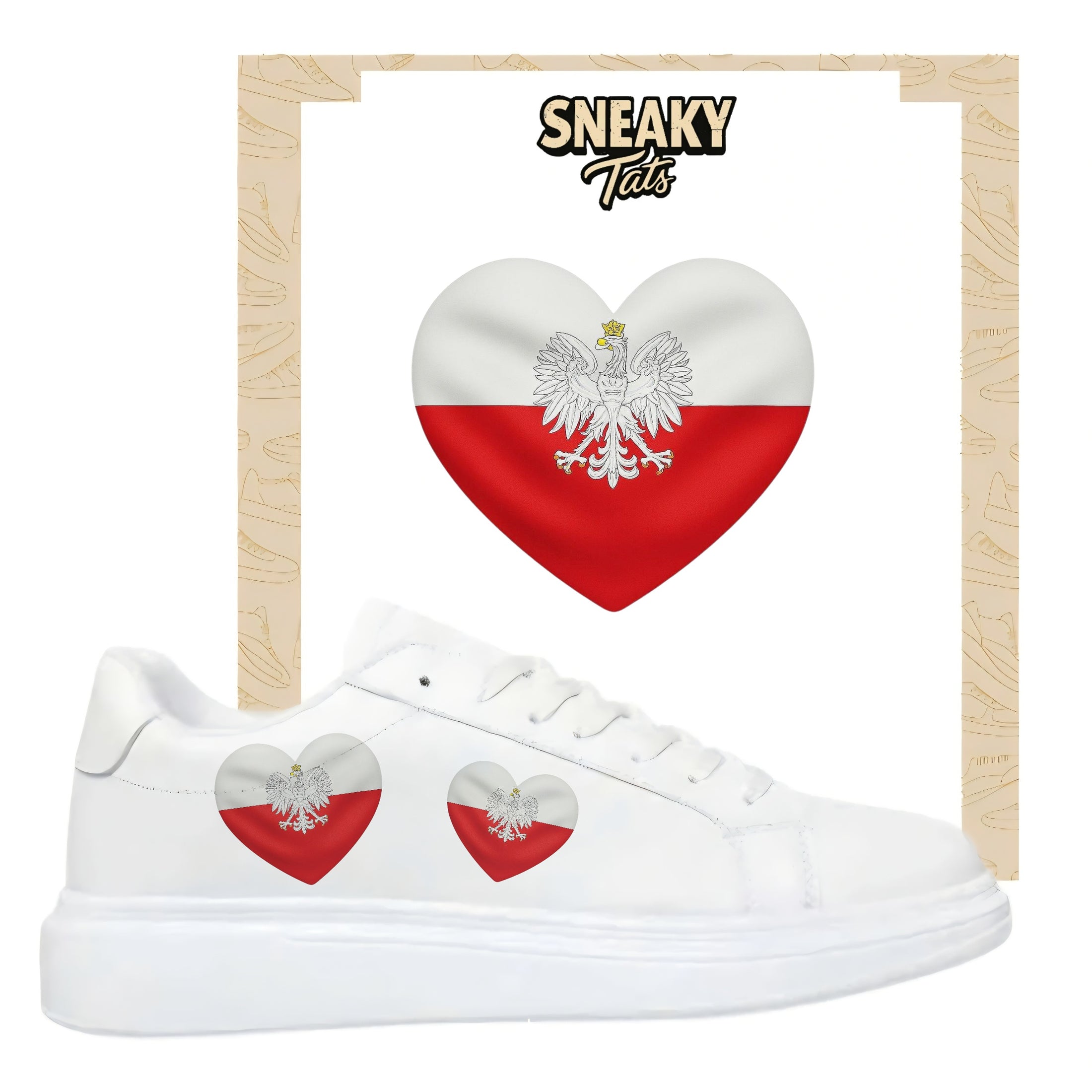 Bügelfolie für alle Schuhe zum personalisieren custom Sneaker Herz  polnische Adler