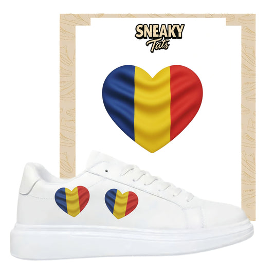 Bügelfolie für alle Schuhe zum personalisieren custom Sneaker Herz  Rumänien
