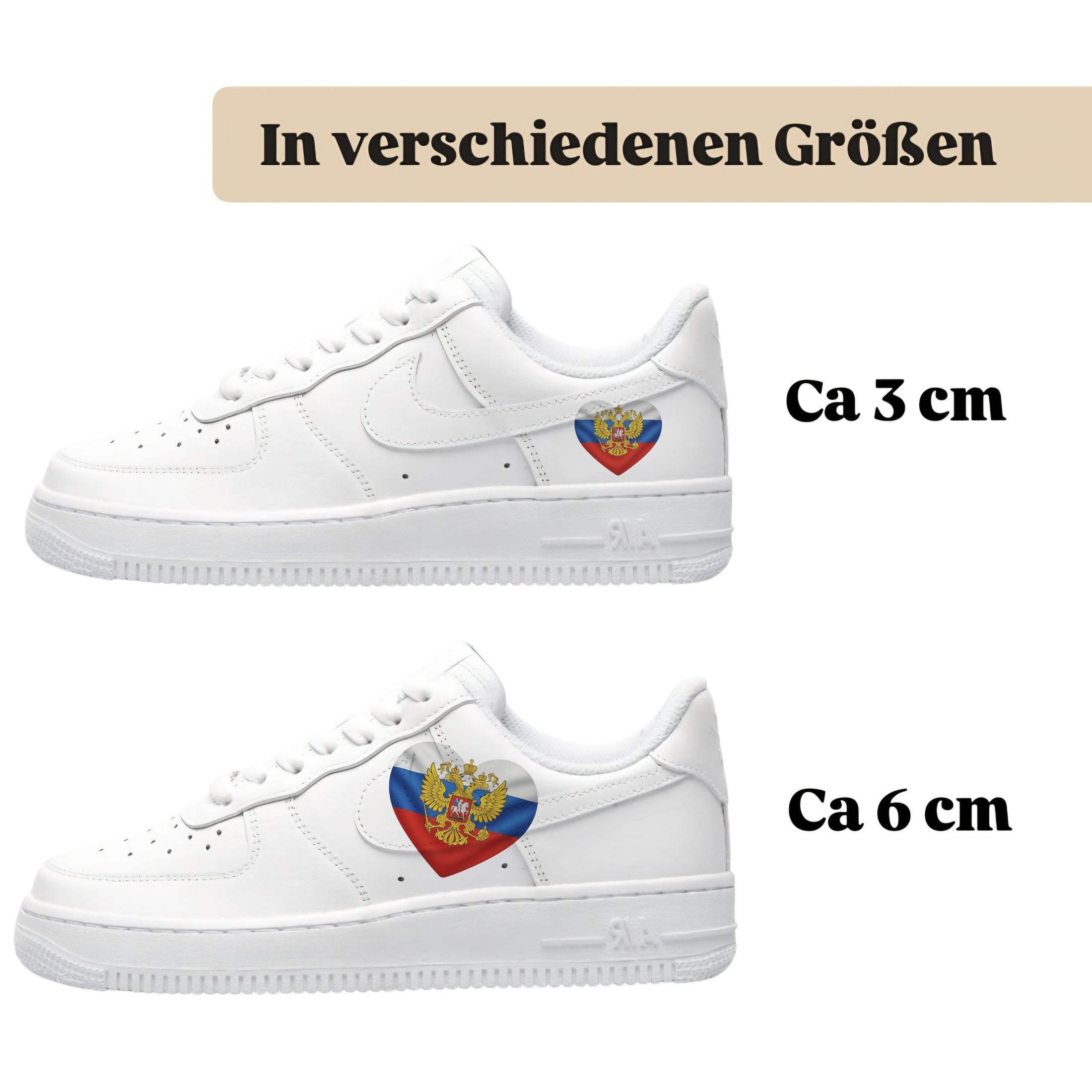 Bügelfolie für alle Schuhe zum personalisieren custom Sneaker Herz  Russland