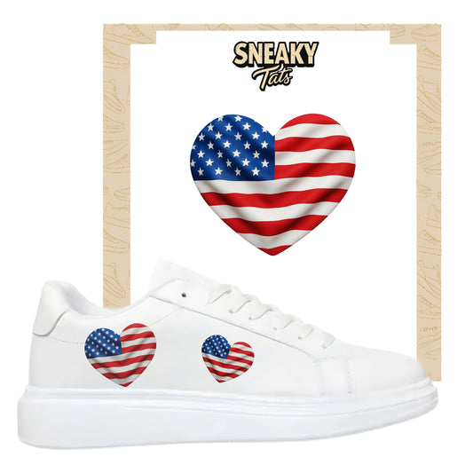 Bügelfolie für alle Schuhe zum personalisieren custom Sneaker Herz USA