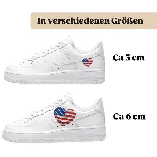 Bügelfolie für alle Schuhe zum personalisieren custom Sneaker Herz USA