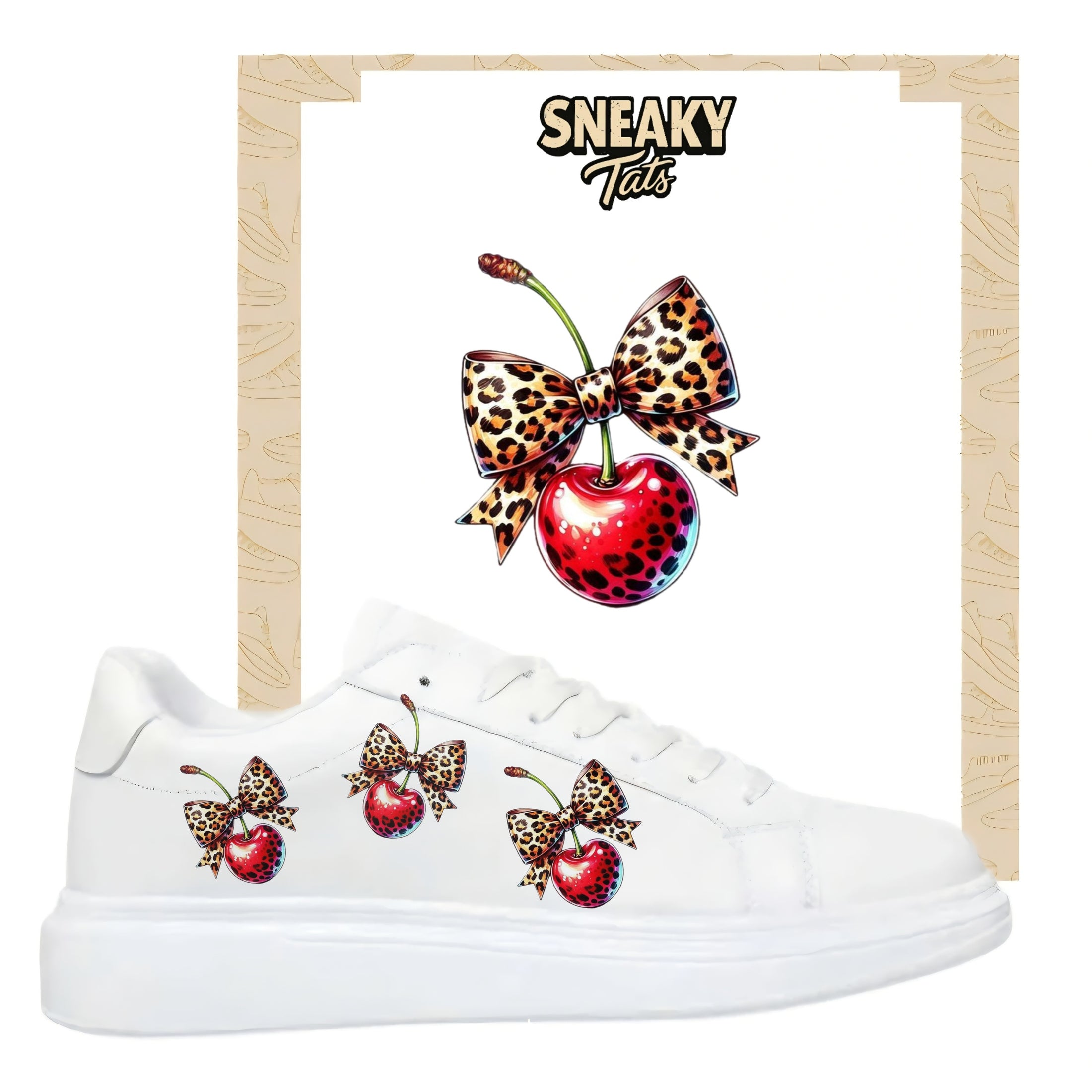Bügelfolie für alle Schuhe zum personalisieren custom Sneaker Kirsch Schleife