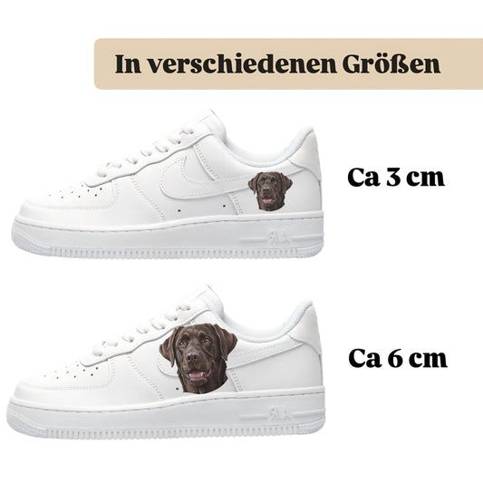 Bügelfolie für alle Schuhe zum personalisieren custom Sneaker Labrador braun