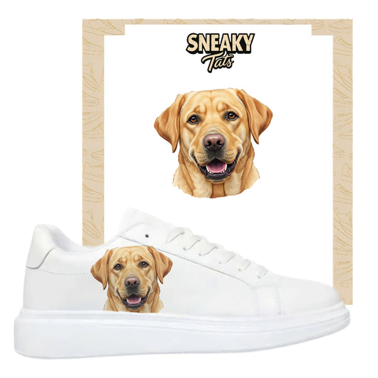 Bügelfolie für alle Schuhe zum personalisieren custom Sneaker Labrador Gold