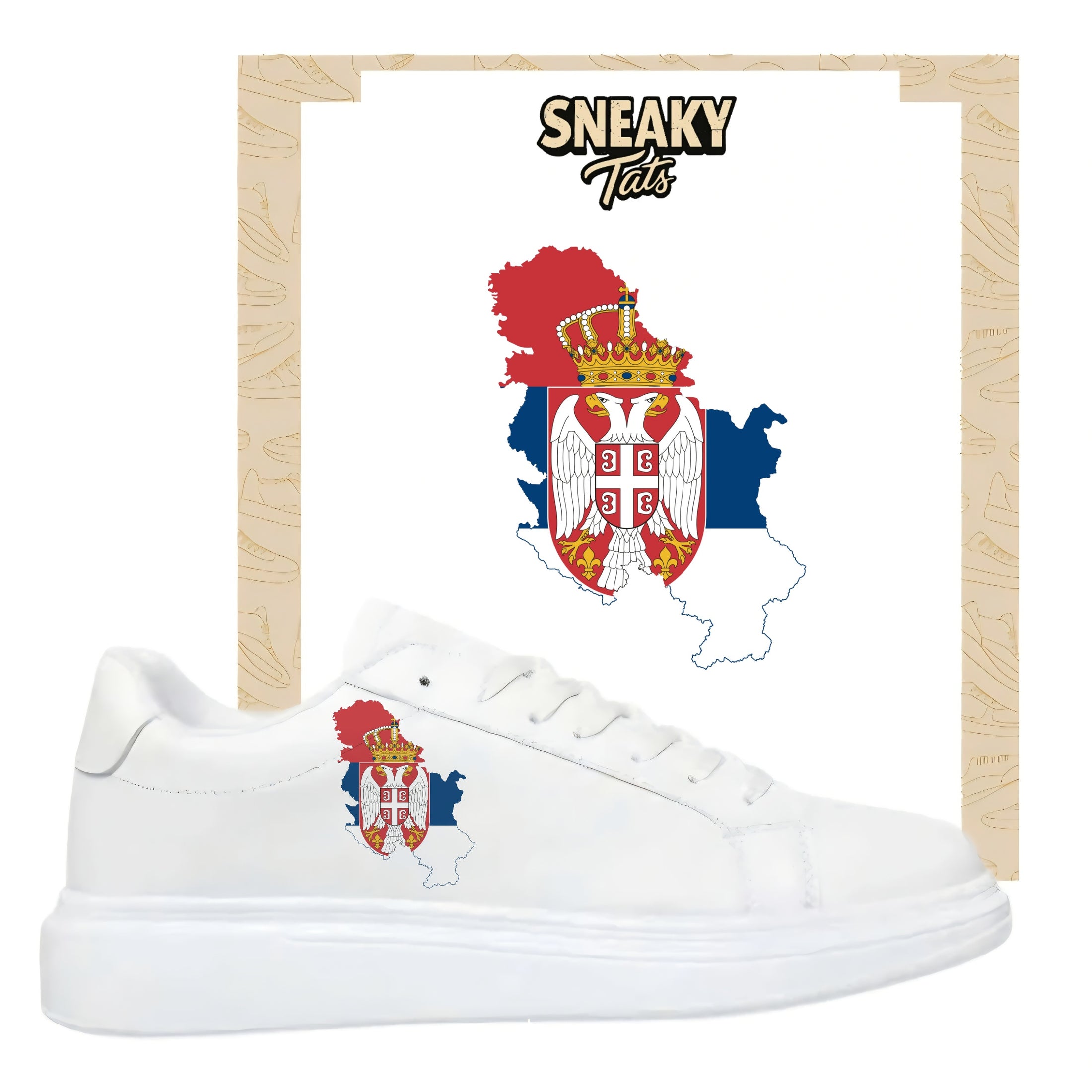Bügelfolie für alle Schuhe zum personalisieren custom Sneaker Landkarte Serbien