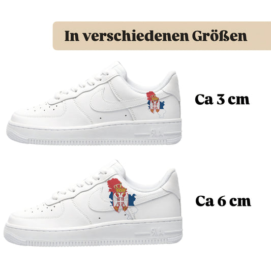 Bügelfolie für alle Schuhe zum personalisieren custom Sneaker Landkarte Serbien