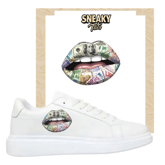 Bügelfolie für alle Schuhe zum personalisieren custom Sneaker Lippen Money