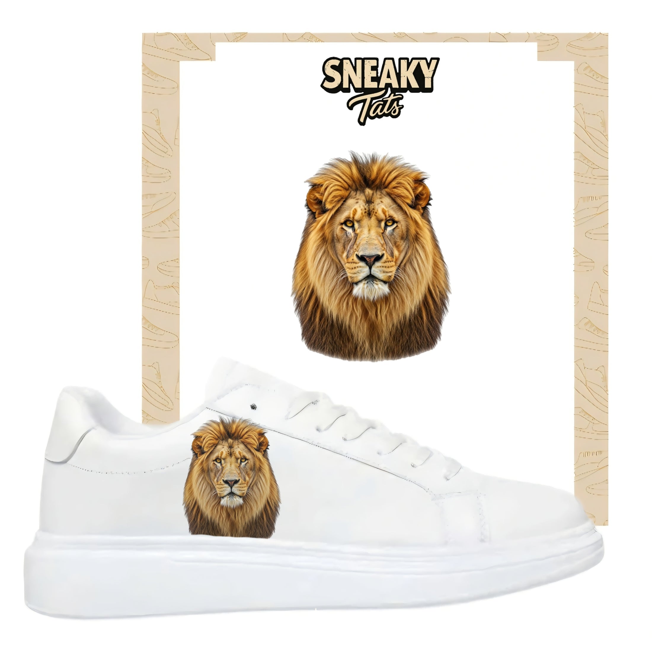 Bügelfolie für alle Schuhe zum personalisieren custom Sneaker Löwe