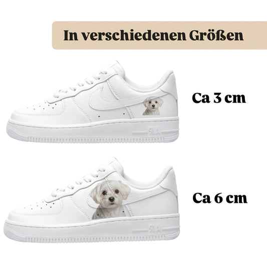 Bügelfolie für alle Schuhe zum personalisieren custom Sneaker Malteser