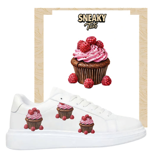Bügelbilder einzigartige für viele verschiedene Schuhe Muffin mit Himbeeren