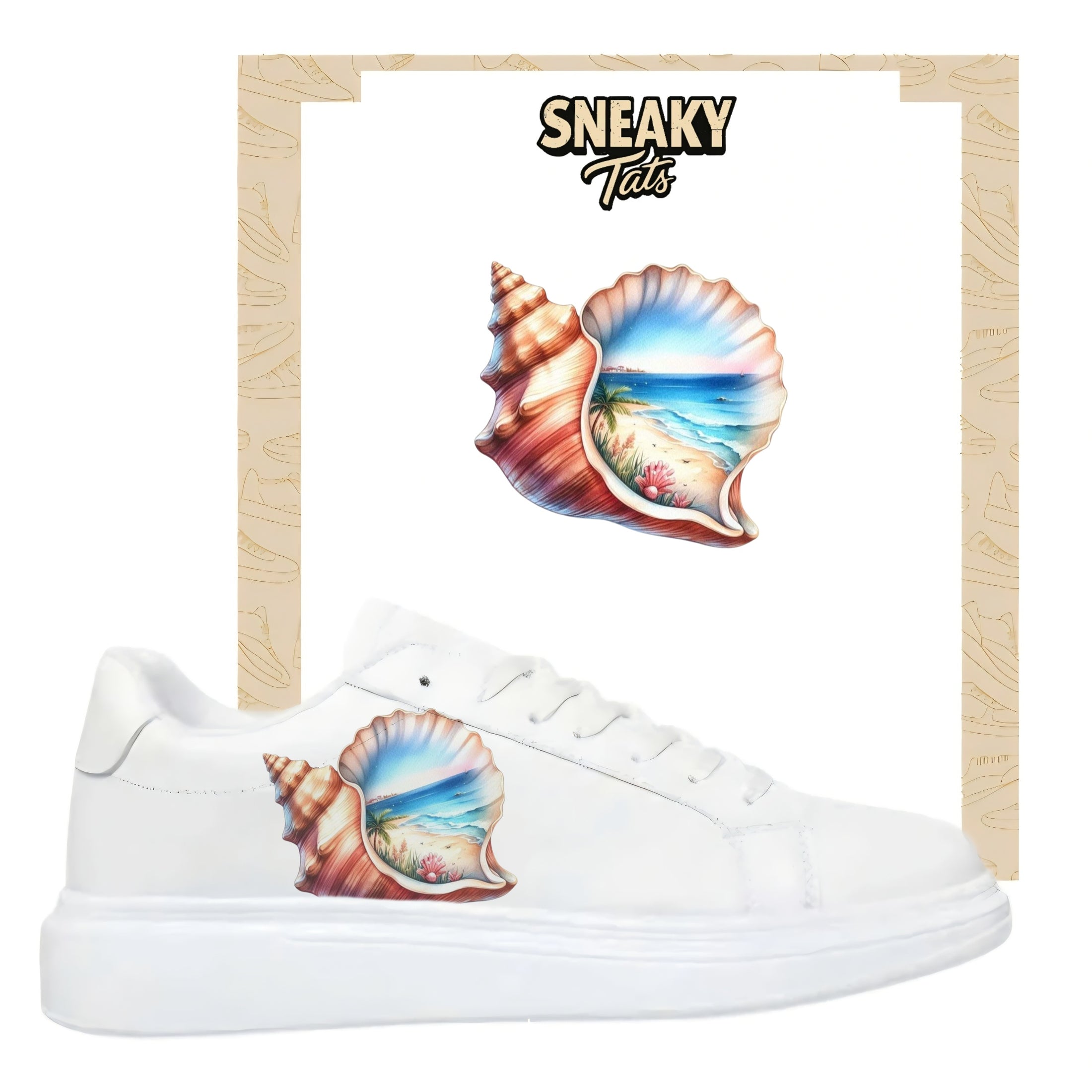 Bügelbilder für verschiedene Sneaker Nike Adidas Muscheln