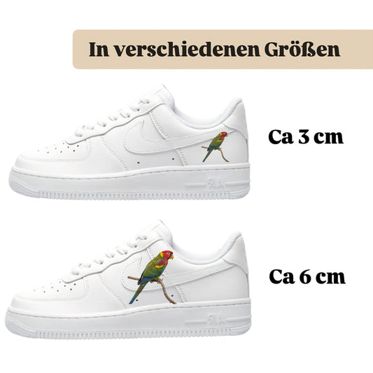 Bügelfolie für alle Schuhe zum personalisieren custom Sneaker Papagei