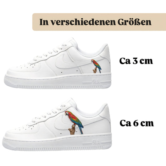 Bügelfolie für alle Schuhe zum personalisieren custom Sneaker Papagei