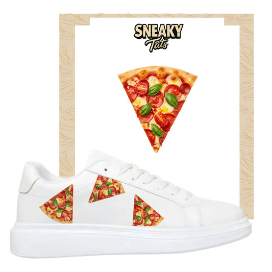Bügelfolie für alle Schuhe zum personalisieren custom Sneaker Pizzastück