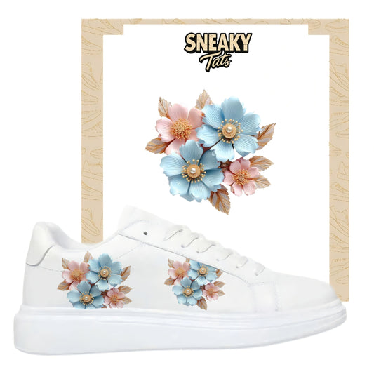 Sneakerfolien für verschiedene Sneakerarten Rosa-blaue Blumen