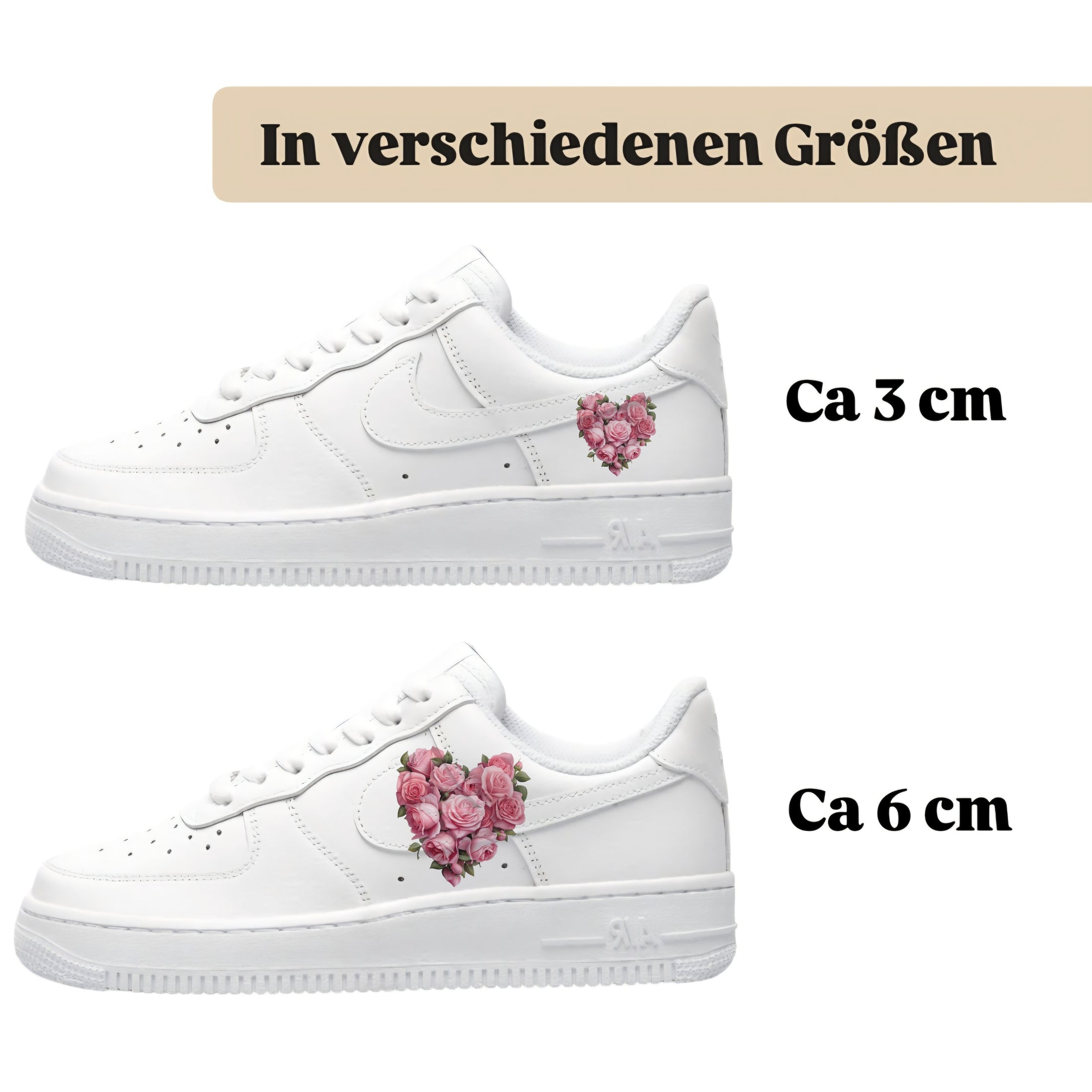 Sneakerfolien für verschiedene Schuhe Puma Adidas Nike Badelatschen Rose Herz