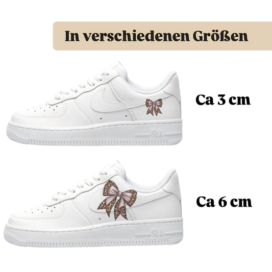 Bügelbilder für mehrere Schuharten Schleife Tigermuster Rosa