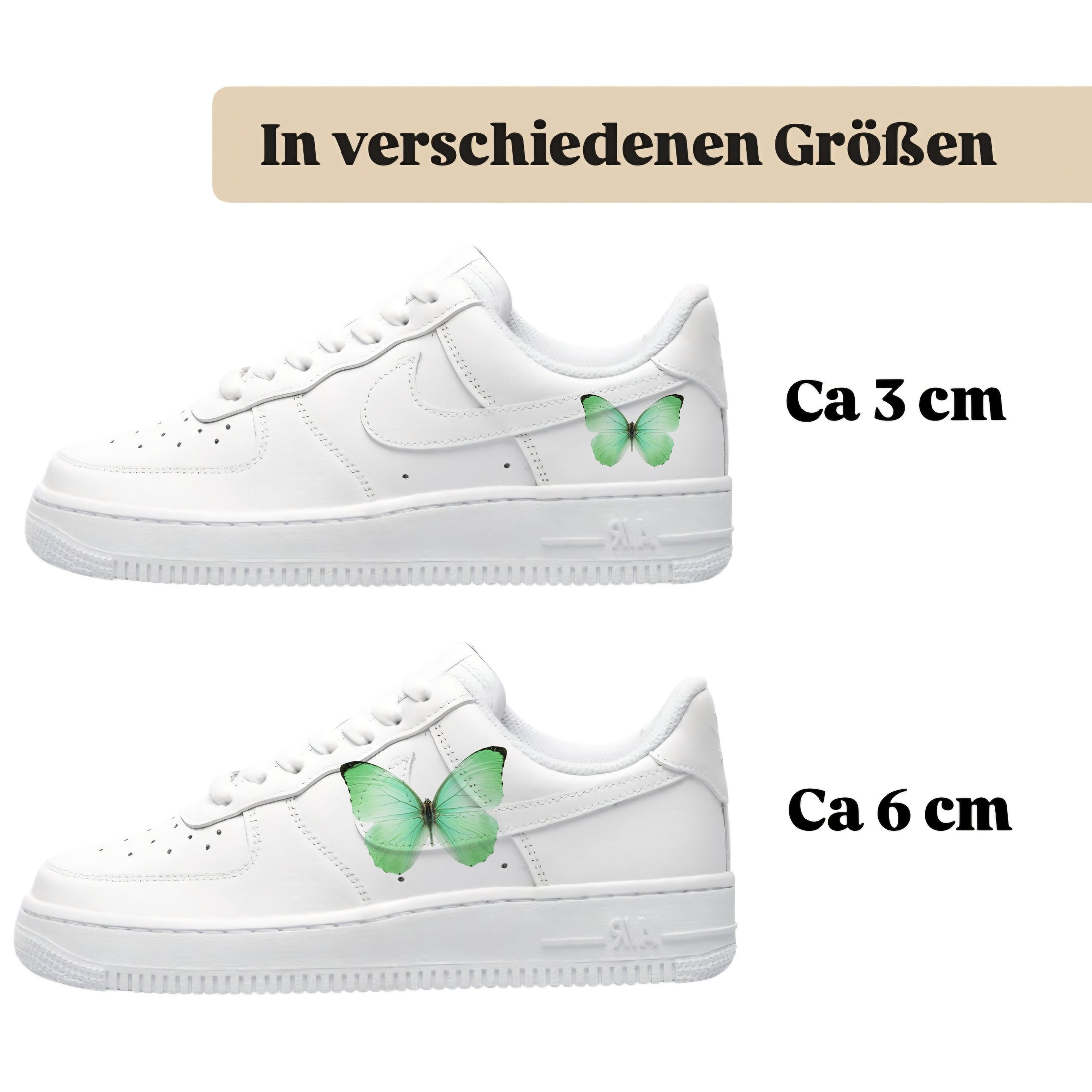 Bügelbild für verschiedene Schuhe Nike Adidas Schmetterling Grün