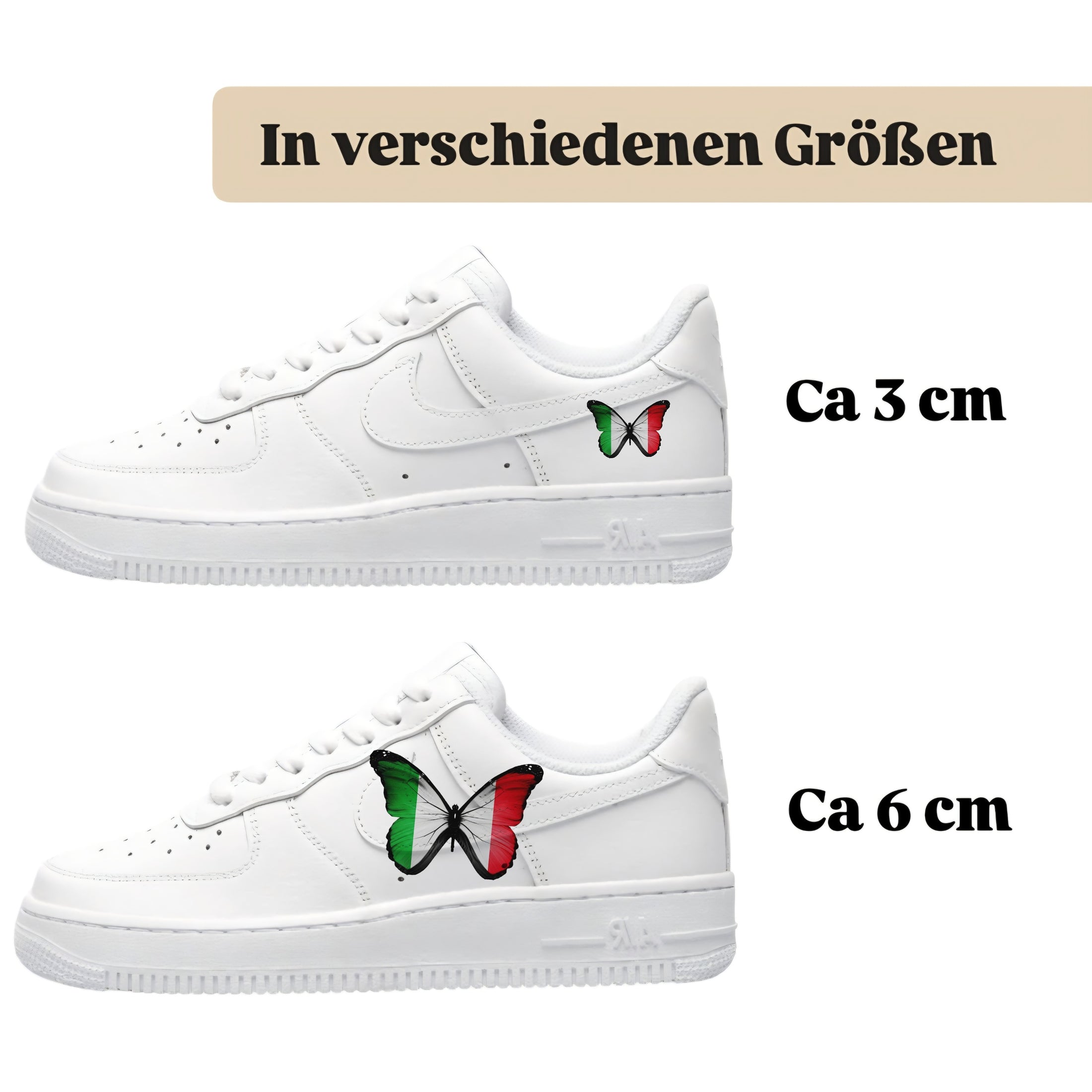 Bügelbild für verschiedene Schuhe Nike Adidas Schmetterling Italien